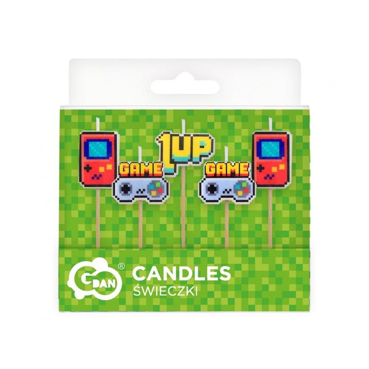 Комплект от 5 свещи за торта Game