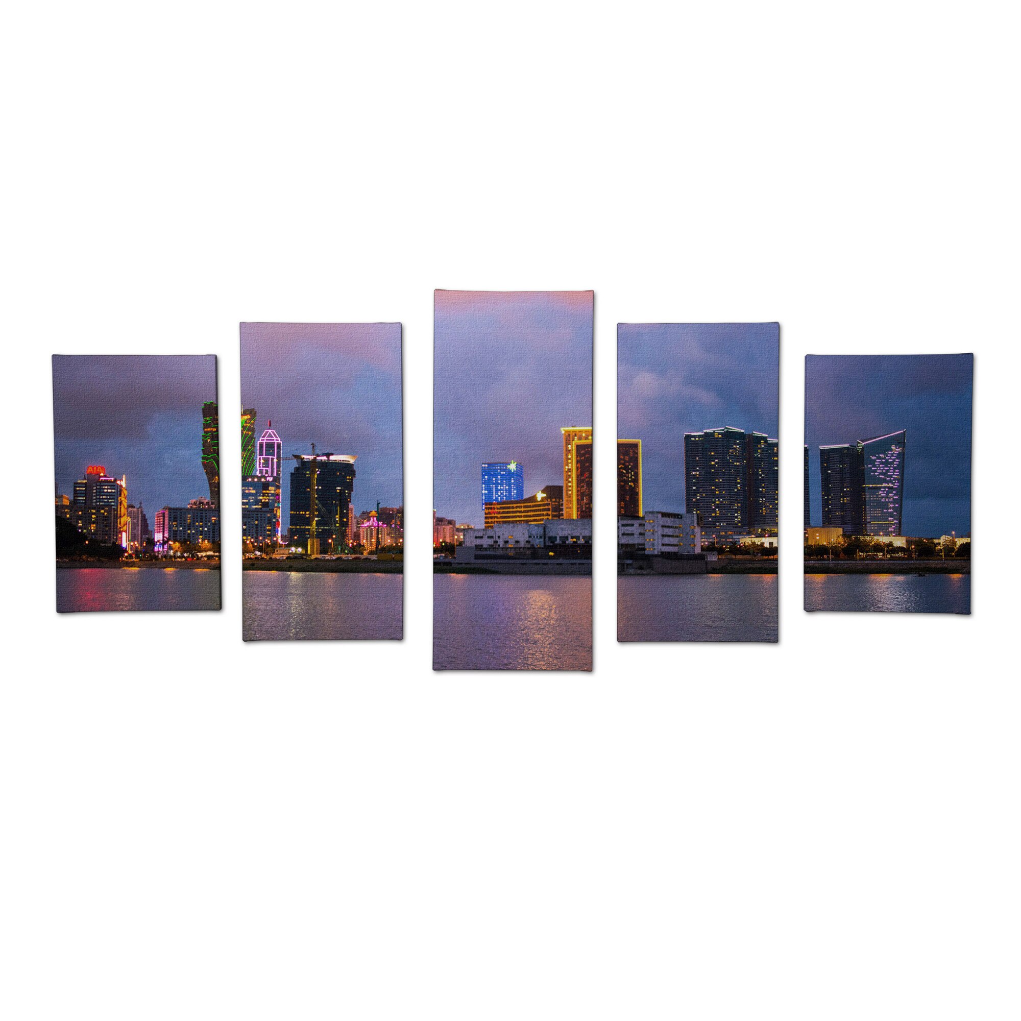 Tablou Multi-Canvas Artantida - Night City 70 x 150 cm