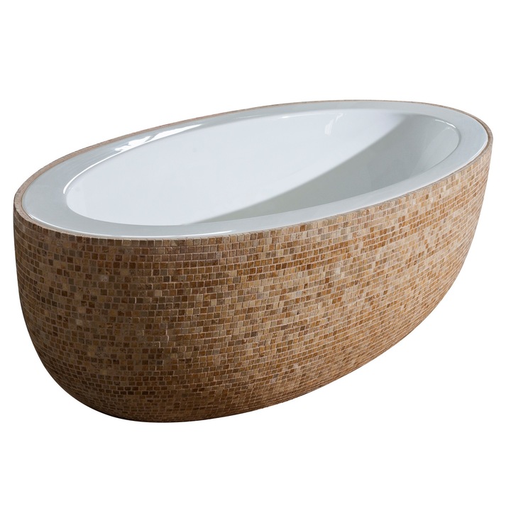 Cada de Baie Lux Saikallys Travertine Bath Mosaico