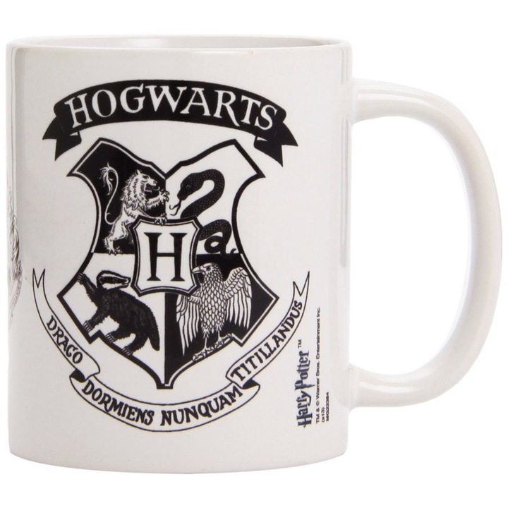 Bögre - Harry Potter - Roxfort címer fekete