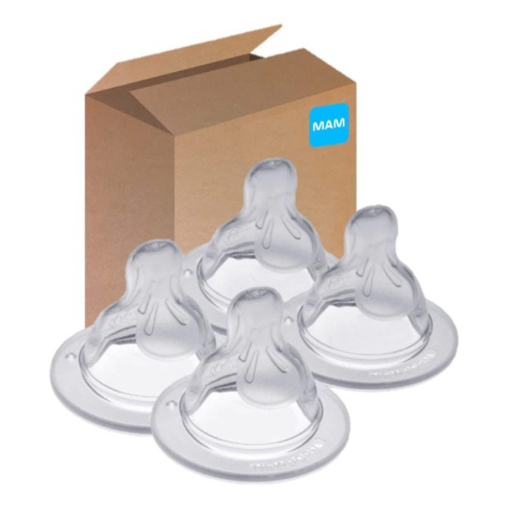 Set x4 Tetine fine Silk Teat MAM 0luni+