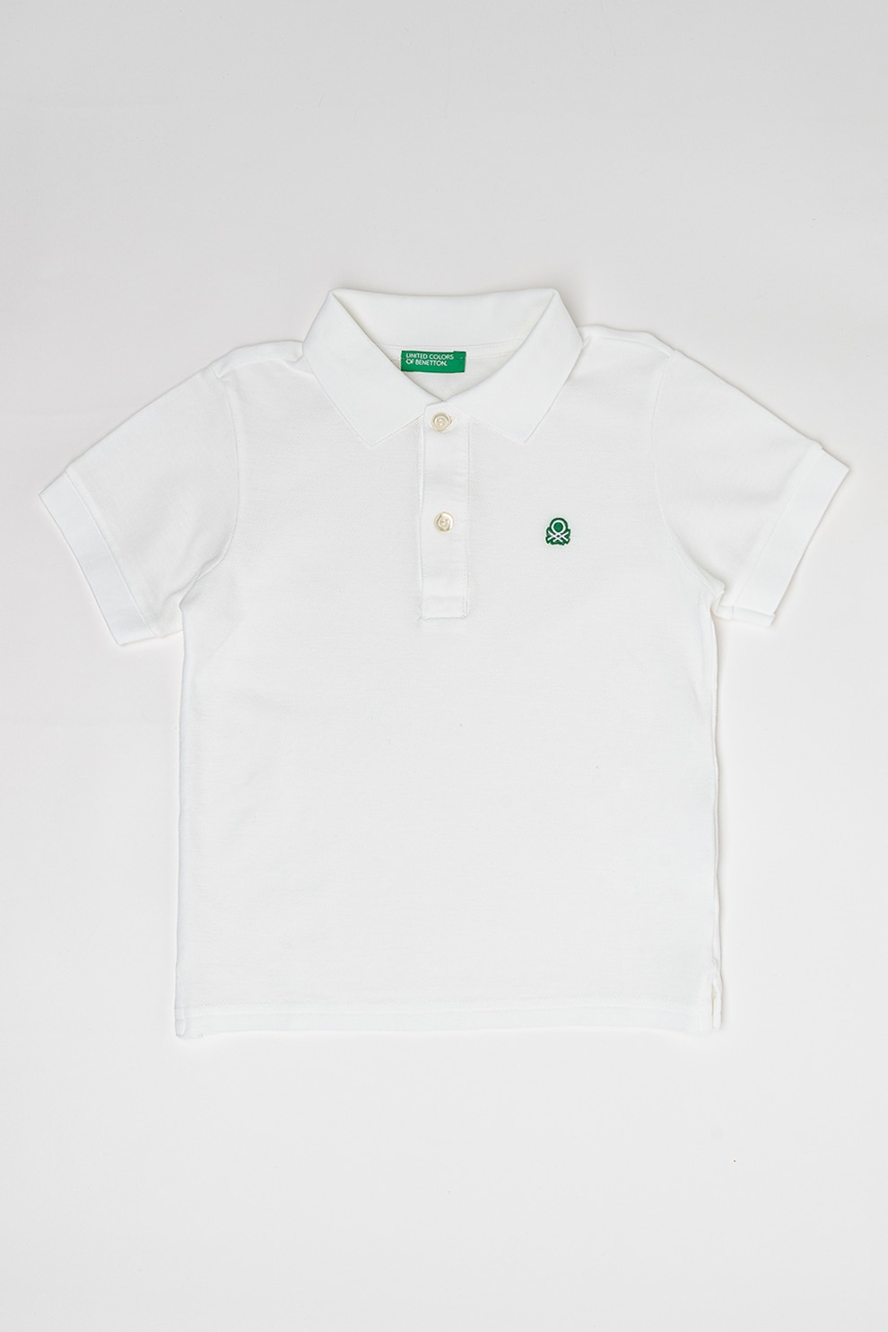 United Colors of Benetton, Tricou polo de bumbac pique, Alb, 116 CM