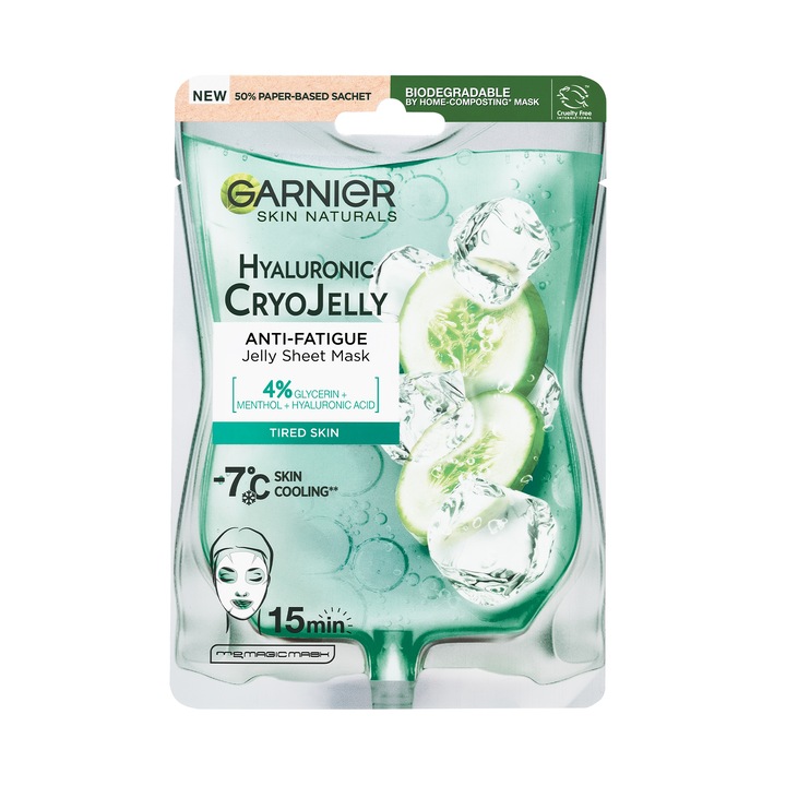Masca servetel Garnier Skin Naturals Cryo Jelly hidratanta cu efect racoritor, 27 g