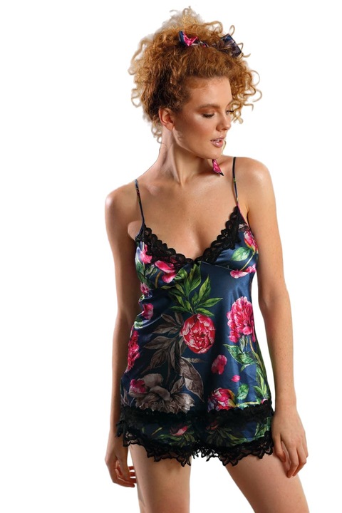 Pijama dama cu imprimeui floral, Eldar, Poliester, Multicolor, Floral