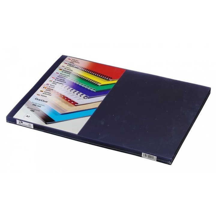 Set 100 coperti indosariere Prestige, Eurosupplies, PVC, Format A3, 200 microni, Transparent