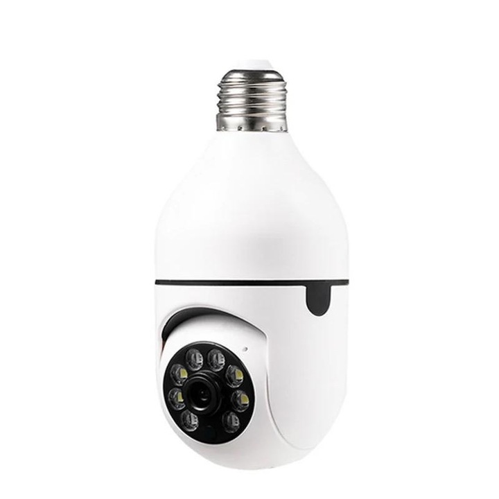 Camera video smart HD tip bec V380Pro, Wifi, 3MP, Soclu E27, Panoramic 360°, night vision, sunet bidirectional, auto tracking