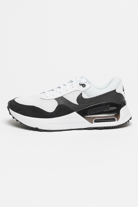 Nike, Спортни обувки Air Max SYSTM с велур, Черен, Бял, 11
