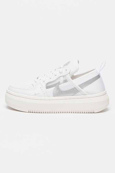 Nike, Pantofi sport de piele ecologica cu insertii de plasa Court Vision Alta, Alb/Argintiu