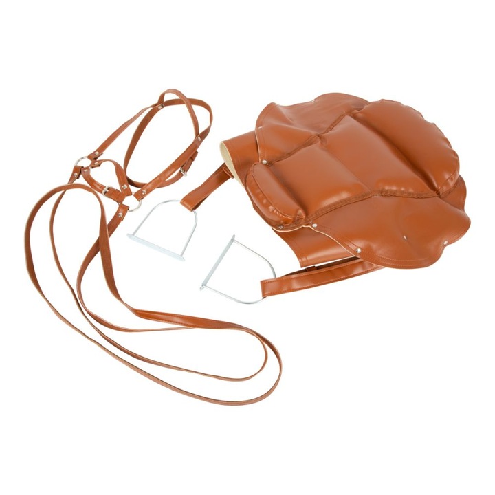 Set sa si capastru pentru caluti de jucarie, Small Foot, Piele ecologica/Metal, Maro, 3 ani+