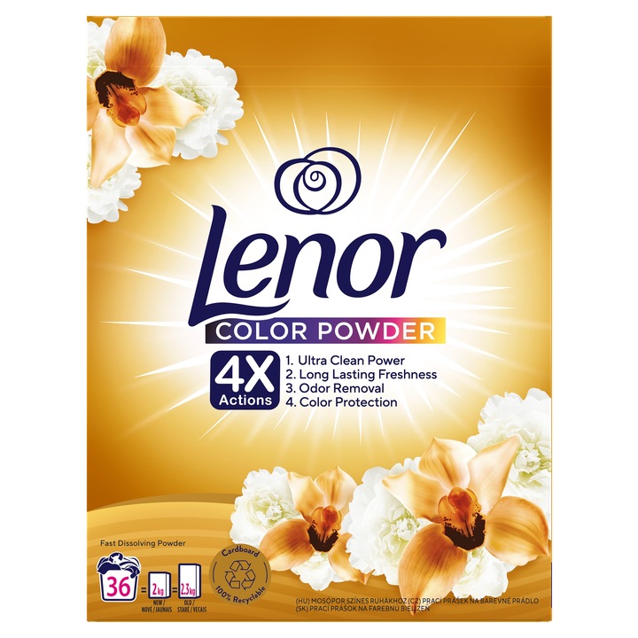 Lenor Vanilla Orchid & Golden Amber mosópor, 36 mosáshoz, 1.98 kg