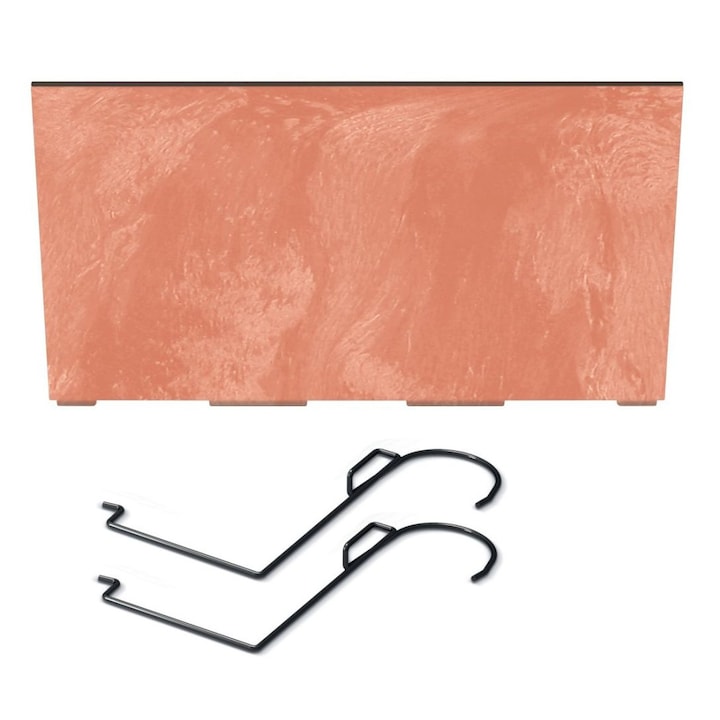 Jardiniera Urbi Case Beton Effect W, Prosperplast, Plastic, 19.5 cm, Rosu