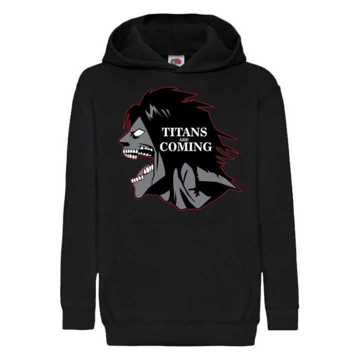 Hanorac pentru copii Tralala Attack on Titan titani vin, Negru, Negru