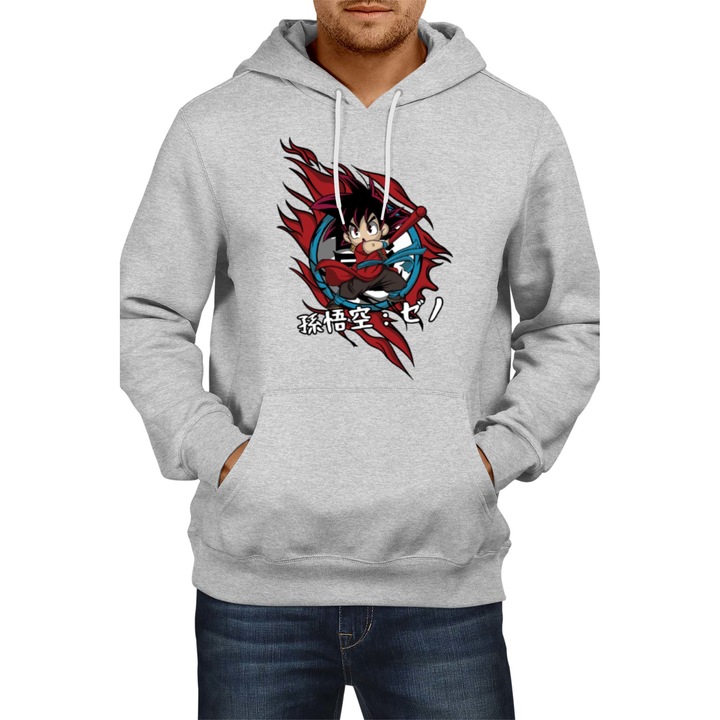 Hanorac barbat Japan Anime Manga Comics Tralala anime manga japan animation comicsdragon ball z goku frieza saiyan Dragon Ball Z Goku chibi, Gri melange