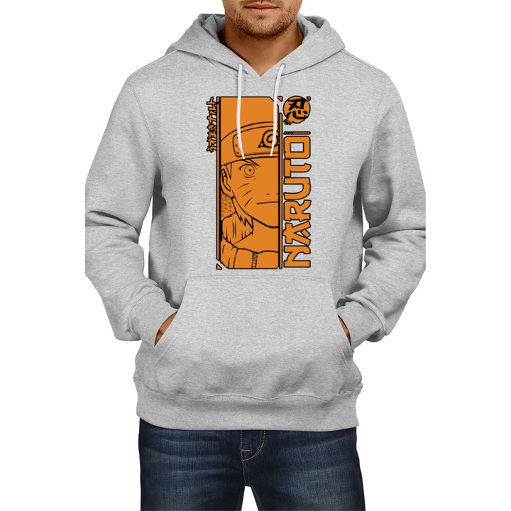 Hanorac barbat Japan Anime Manga Comics Tralala anime manga japan animation comicsnaruto shippuden uzumaki ramen kakashi sasuke boruto Naruto Uzumaki 02, Gri melange