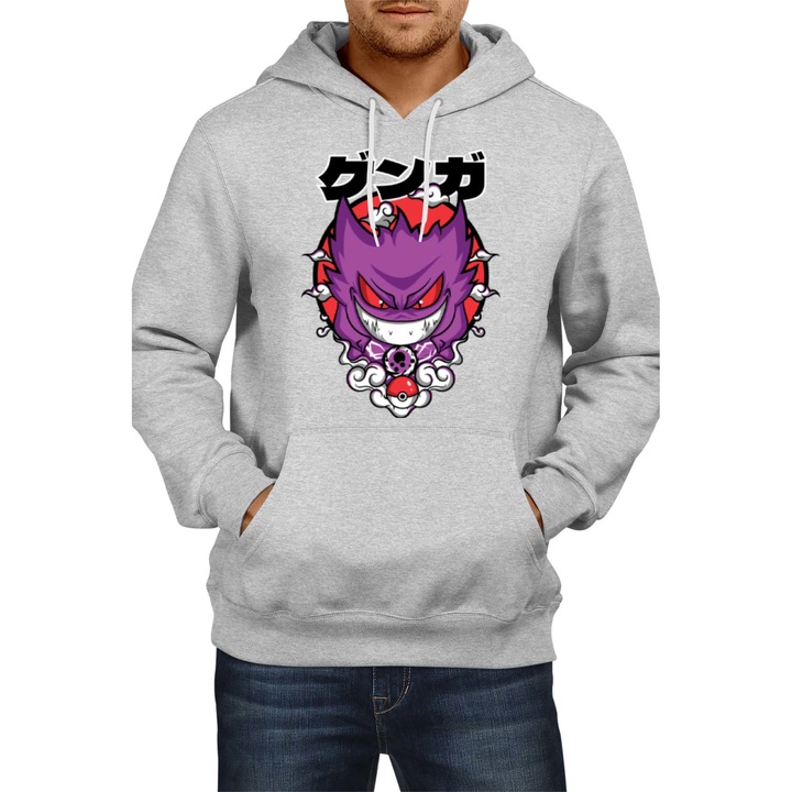 Hanorac barbat Japan Anime Manga Comics Tralala anime manga japan animation comicspokemon gengar Pokemon Gengar, Gri melange