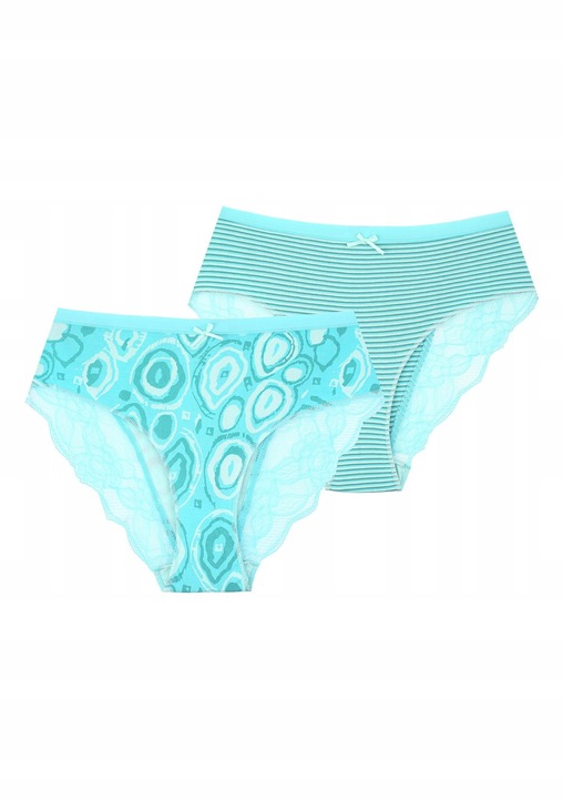 Lenjerie de dama, Key, 2 Bucati, Elastan, Bumbac, Turcoaz, Albastru, S