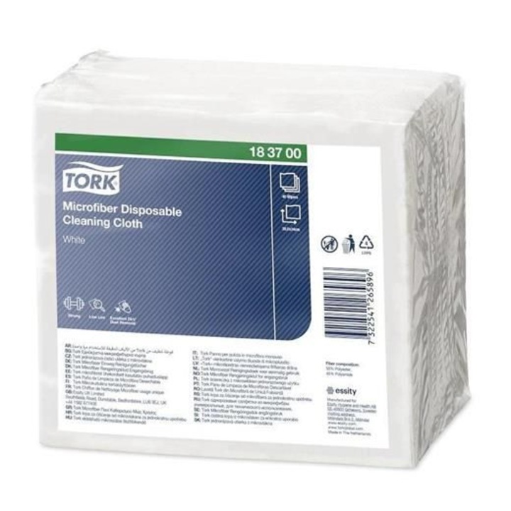 Set 40 carpe de unica folosinta Tork, 29.5x34cm, Microfibra, Alb