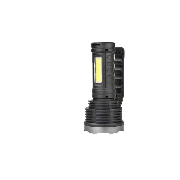 Акумулаторен LED фенер, 2W, 200mAh, 13x10cm, черен