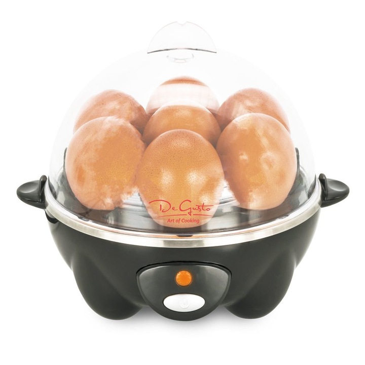 Többfunkciós tojásfőző készülék, De gusto, 7 tojás, 360 W, Fekete/Ezüst