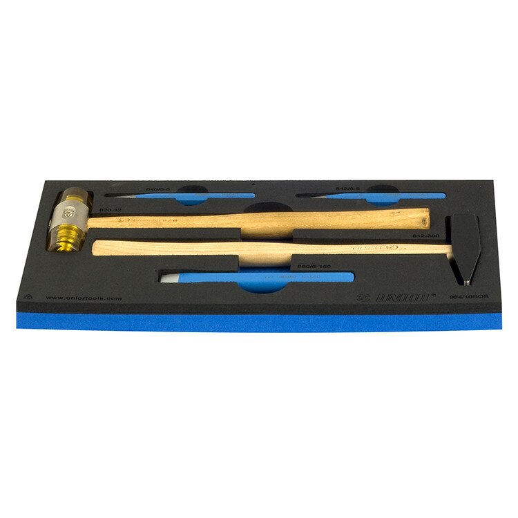 Set de ciocane si punctatoare in suport SOS marca Unior compus din 5 piese