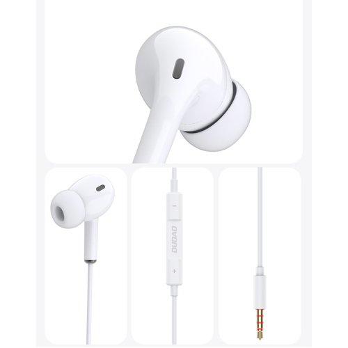 Casti in-ear cu volum control si microfon, conector jack 3.5 mm, lungime fir 1.2 m, Alb