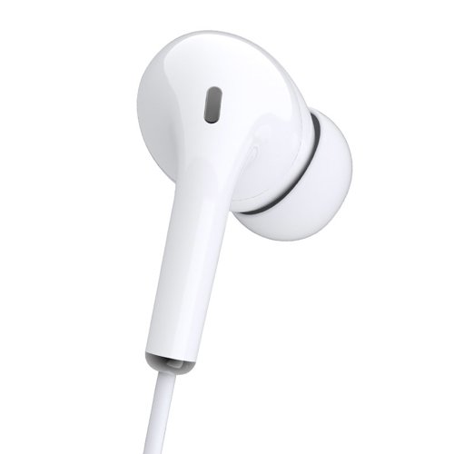 Casti in-ear cu volum control si microfon, conector jack 3.5 mm, lungime fir 1.2 m, Alb