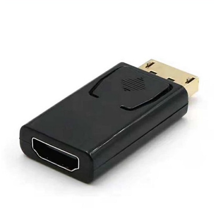 Adaptor mufa DisplayPort (DP)-HDMI Active, suporta rezolutie Full HD, convertor DP tata la HDMI mama, unidirectional, negru