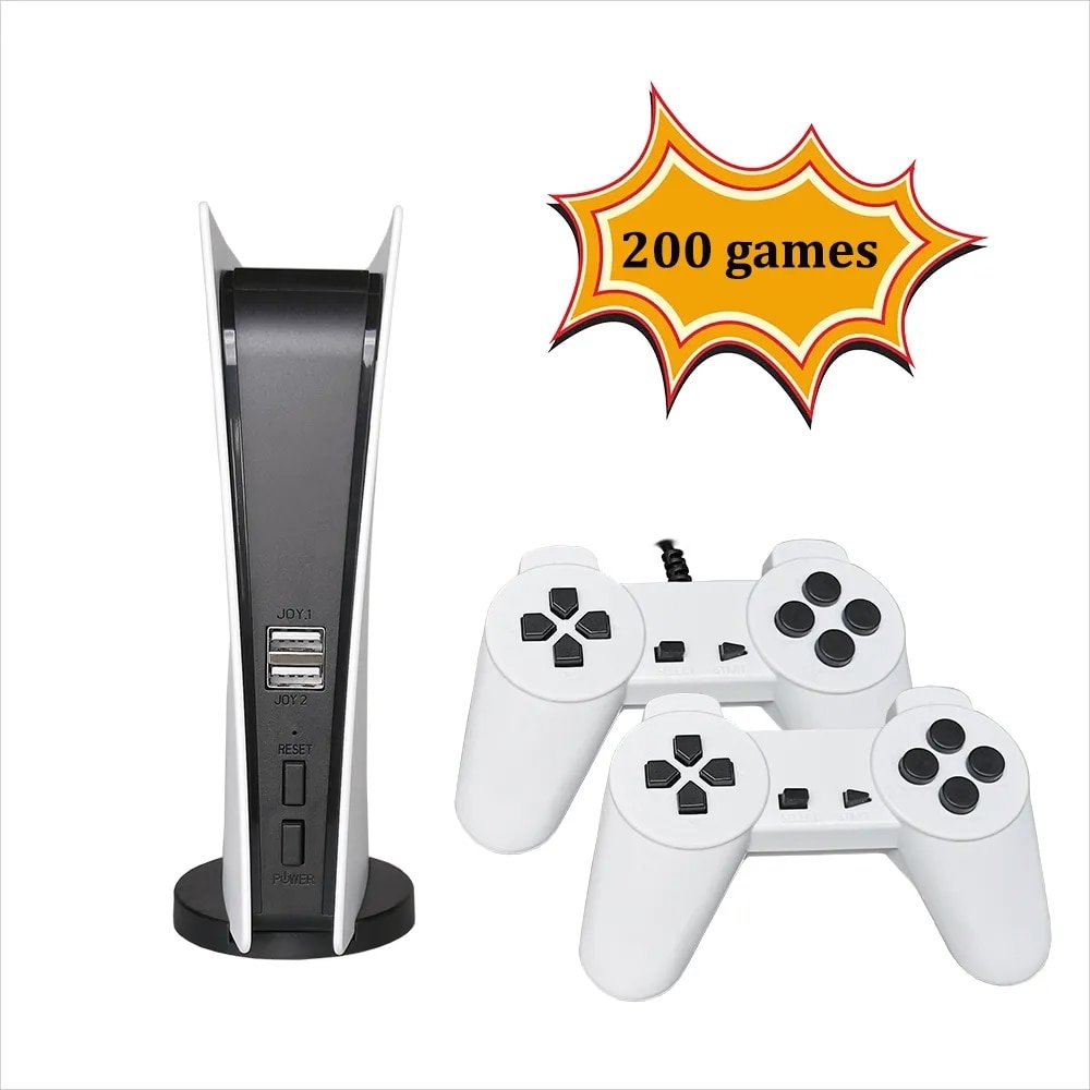 Consola de jocuri video, conectivitate wireless, cu 2 controller wireless, cu 200 de jocuri incorporate, alb
