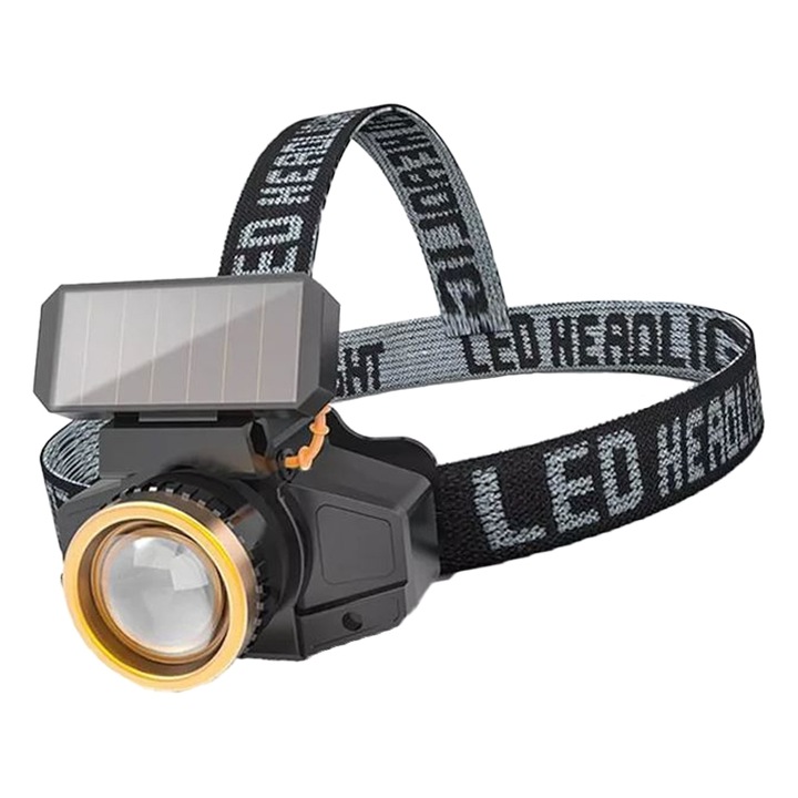 Head Torch, PYRAMID, 800 лумена, слънчево зареждане, сензор за движение, увеличение, риболов, автосервиз, електротехници, ® L102