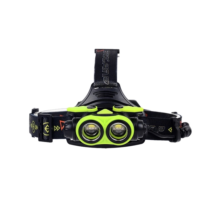 Head Torch, PYRAMID®, 1000 лумена, 2 акумулаторни батерии, увеличение, регулируем, къмпинг, риболов, сервиз, електротехници, L104