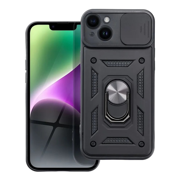 Husa spate, Armor, protecție cameră, pentru Apple iPhone 14, Negru