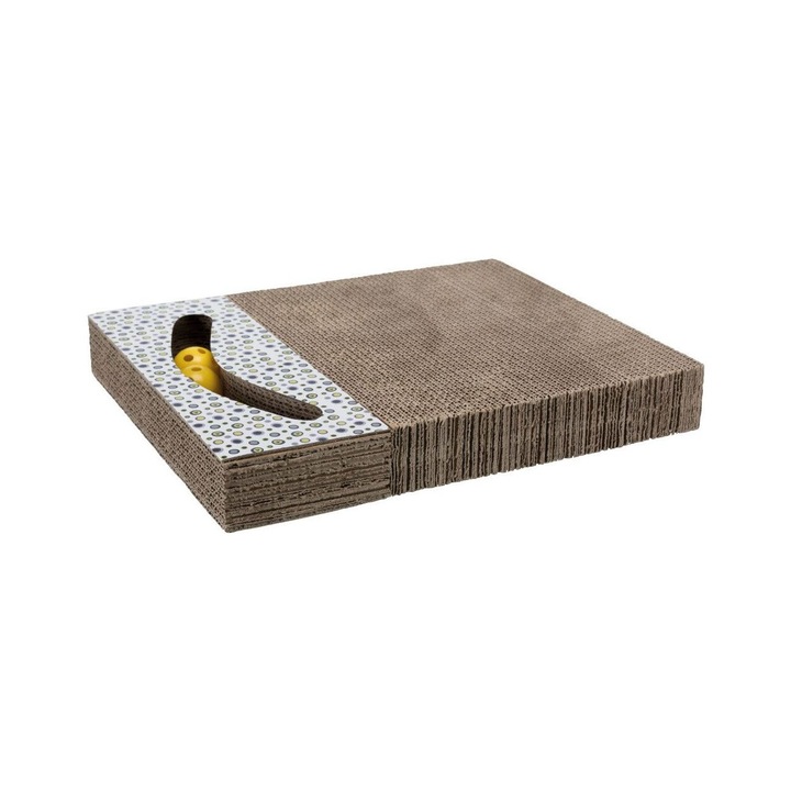 Zgarietor Pentru Pisici, Trixie, Carton Ondulat Special, 2 Bile, Iarba Pentru Pisici, 38 x 30 cm