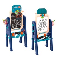 Tabla multifunctionala 4 in 1 King Sport, cu 2 fete pentru scris si desenat, inel de baschet si joc aruncarea cercului, 102x36x52 cm