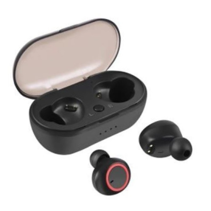 OM Market A2 TWS Vezeték nélküli fülhallgató, Bluetooth 5.0, Beszélgetési idő 4 óra, ABS, Zajcsökkentés, HIFI hangminőség, fekete