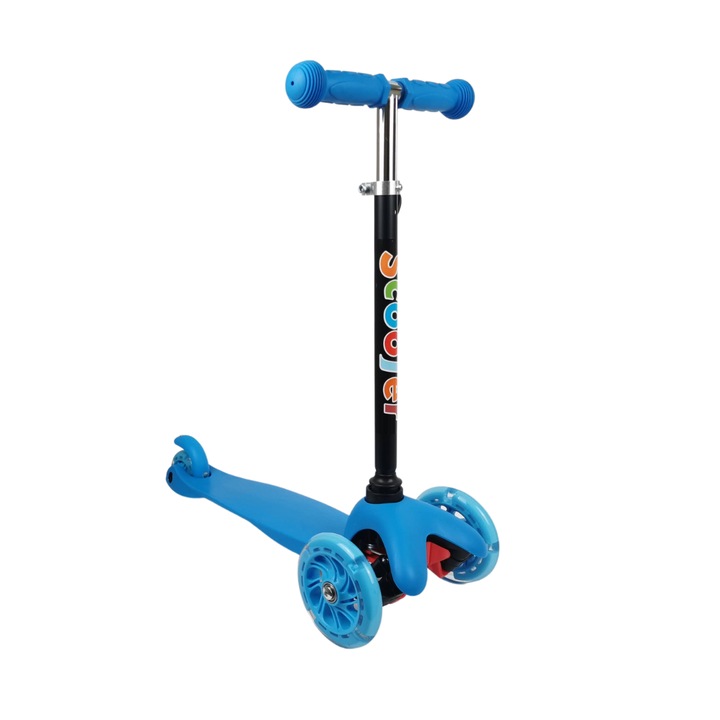 Trotineta pentru copii, greutate maxima suportata 25 kg, cu cauciucuri luminoase, Multicolor