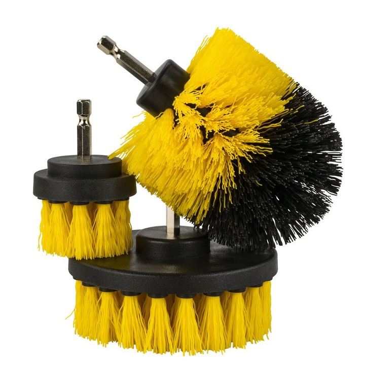 Set 3 perii rotative, Profi Tools, Metal/Polietilena, Negru/Galben