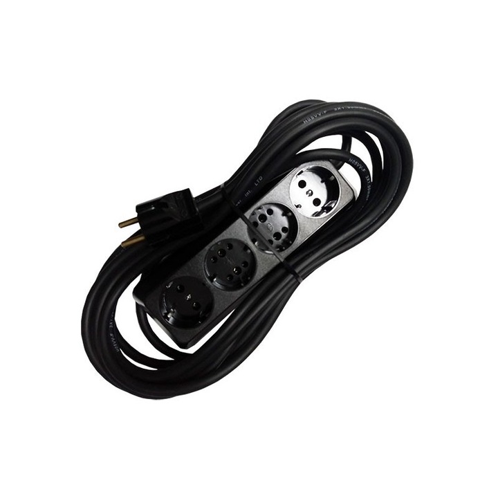 Prelungitor bachelita 4cai 5m 3x1.5mm2 negru