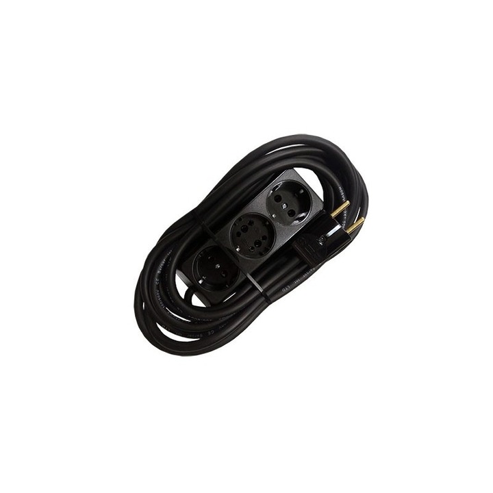 Prelungitor bachelita 3cai 5m 3x1.5mm2 negru
