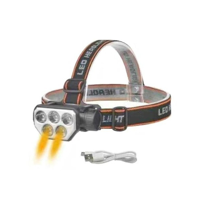 Акумулаторен фенер LED, ABS, USB, Многоцветен