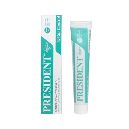 Pasta de dinti AntiTartru President 75ml indice de abrazivitate mediu pentru uz cotidian RDA 60