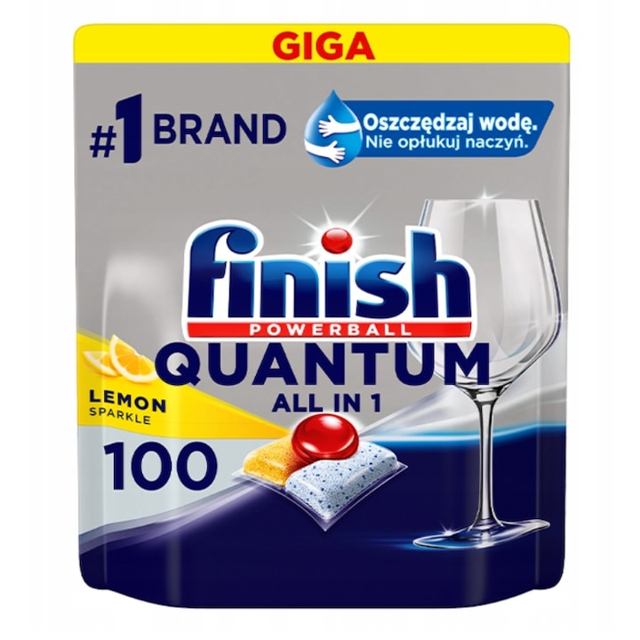 Препарат за съдомиялна Finish, Quantum All in One Lemon, 100 табл