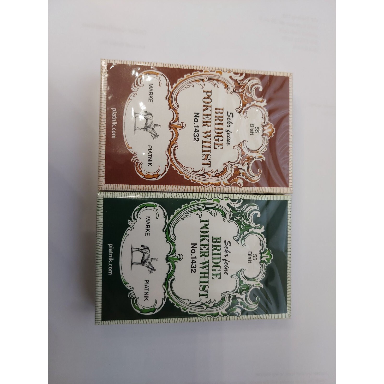 Карти за игра, Bridge Poker-Whist, Piatnik, в зелен или в кафяв цвят ...