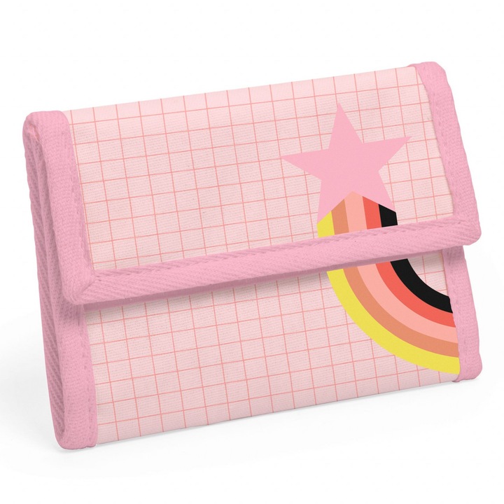 Portmoneu Pop, Djeco - Jucarie perfecta pentru dezvoltarea copiilor, 13.5x9.5x2 cm, Roz