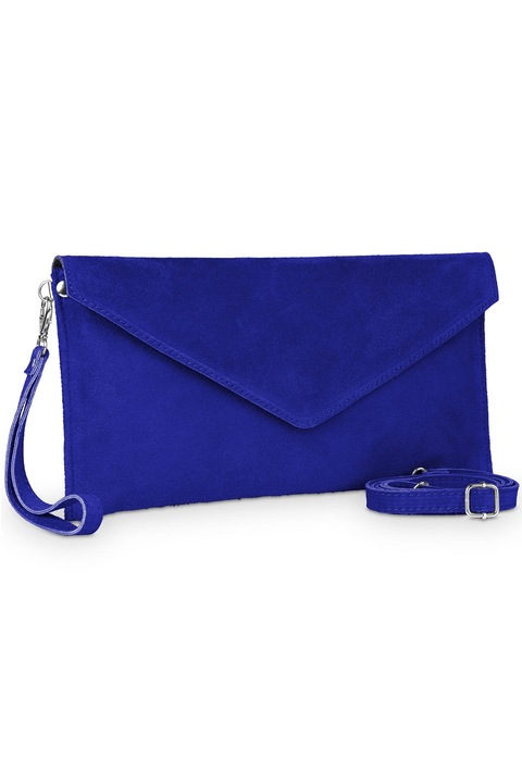 Geanta de dama, Vera Pelle, Piele intoarsa, VPL0362-DR, Albastru, 17x32x4