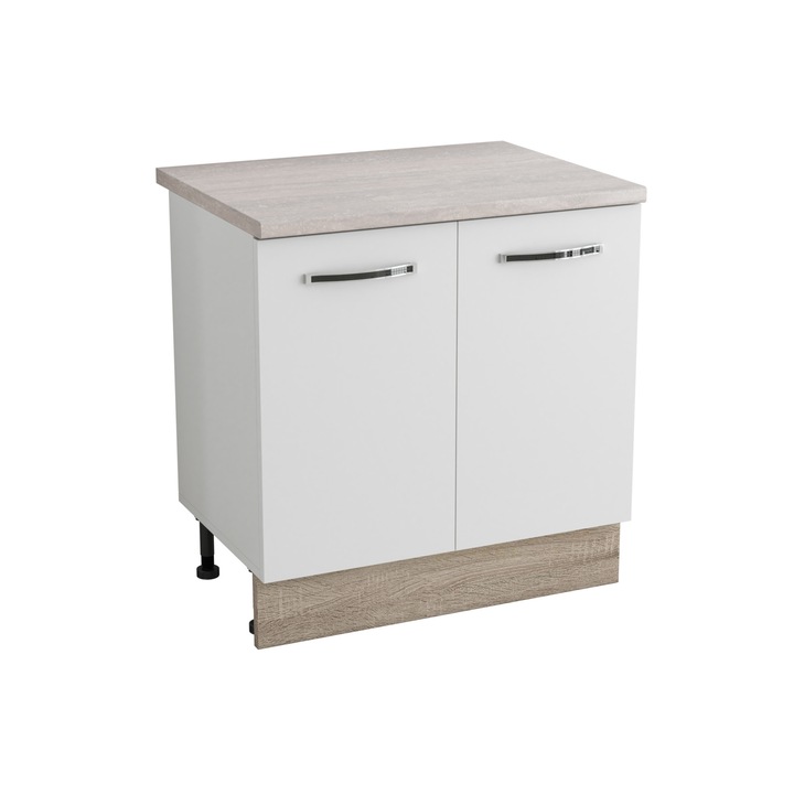 Masca chiuveta, Alfa, alb/sonoma, blat travertin, PAL, 80x83x60 cm