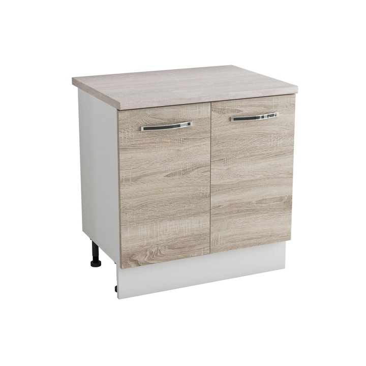 Masca chiuveta, Alfa, sonoma/alb, blat travertin, PAL, 80x83x60 cm