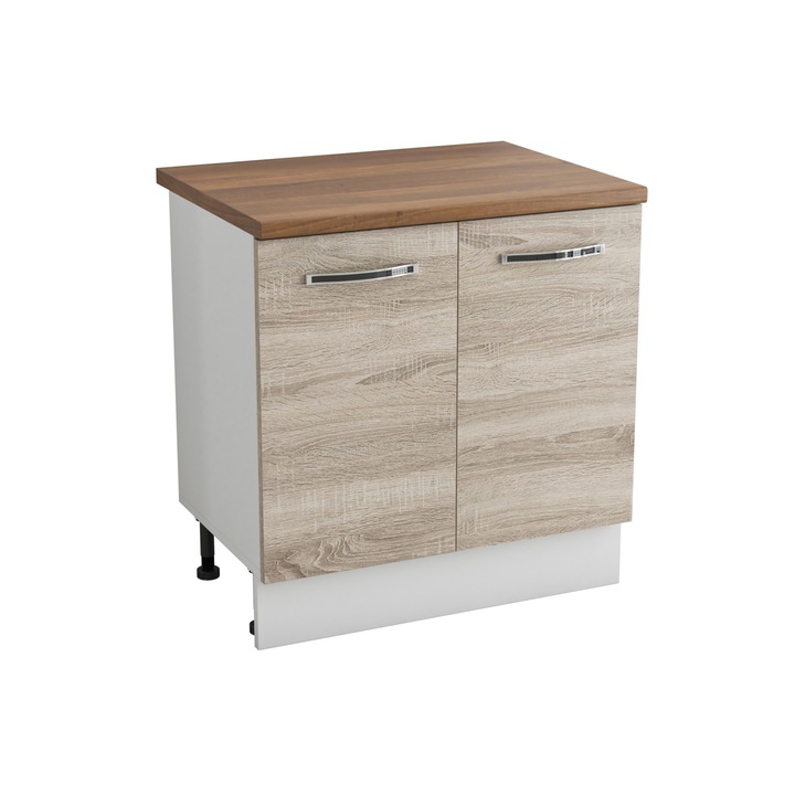 Masca chiuveta, Alfa, sonoma/alb, blat termic nuc, PAL, 80x83x60 cm