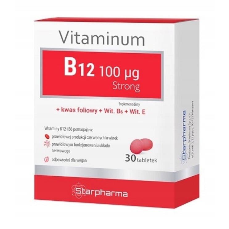 Supliment Alimentar, Starpharma Vitaminum B12 100mcg STRONG, 30 Tablete ...