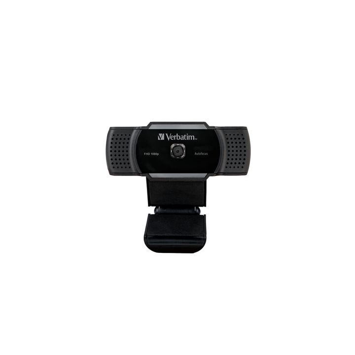 Verbatim USB Webcam AWC-01, with Microphone, Full HD, 1080p, Autofocus, Black
