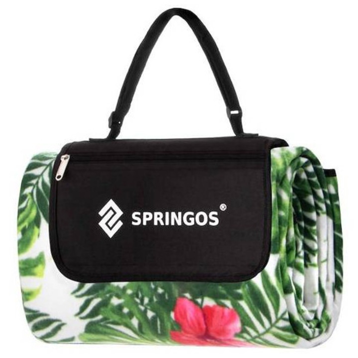 Springos Piknik takaró, 200 x 200 cm, egzotikus növények minta